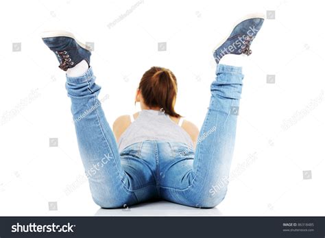 view teen girl lying  foto stock  shutterstock