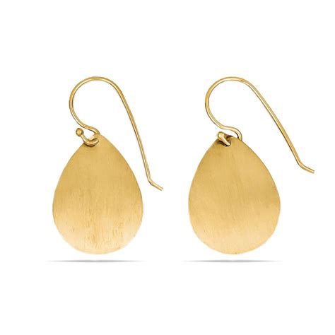 14K Gold Teardrop Earrings With Satin Matte Finish