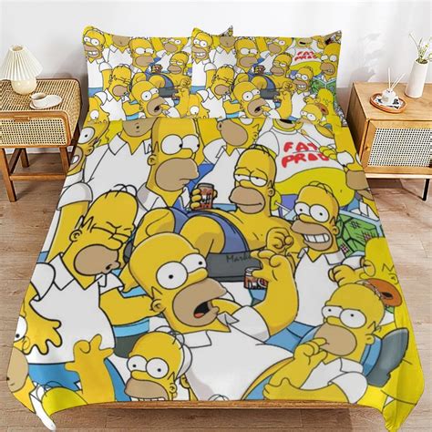 3 Piece Comfortable Bedding Set Simpsons Duvet Cover Twin Bed with 2