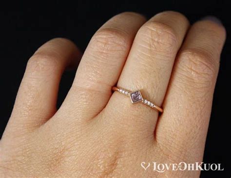 Natural Pink Diamond Ring Diamonds on Band Minimalist Ring | Etsy ...