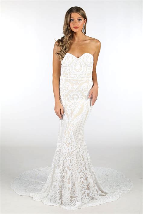 Gianna Gown - White/Nude – Noodz Boutique