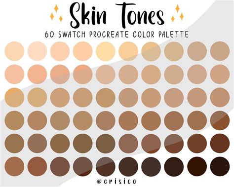 Skin Tones Procreate Color Palette / Light to Dark Skin Shade Swatches
