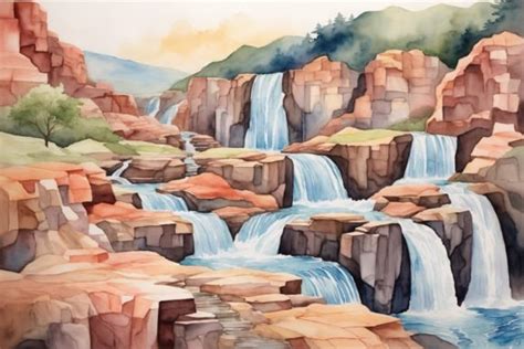 Waterfall Watercolor Illustration Graphic by mimishop · Creative Fabrica