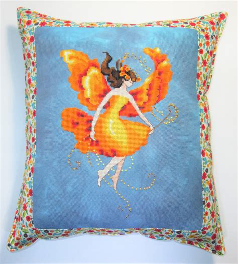 Finished Pillow Mirabilia Autumn Pixie Cross Stitch Nora Corbett Autumn