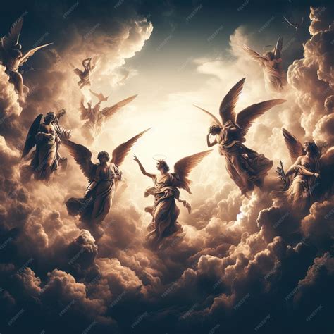 Angels in the sky beautiful and radiant and very glorious | Premium AI