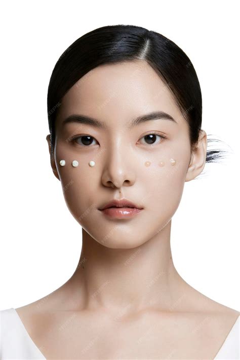 Premium Photo | Womans face testing cosmetics faces for makeup face