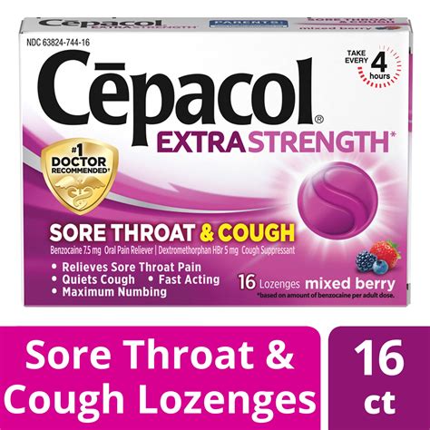 Cepacol Extra Strength Sore Throat & Cough Lozenges, Powerful Symptom