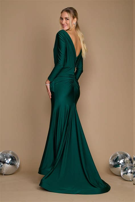 Burgundy Long Sleeve Formal Fitted Evening Dress - Formal Dresses & Gowns