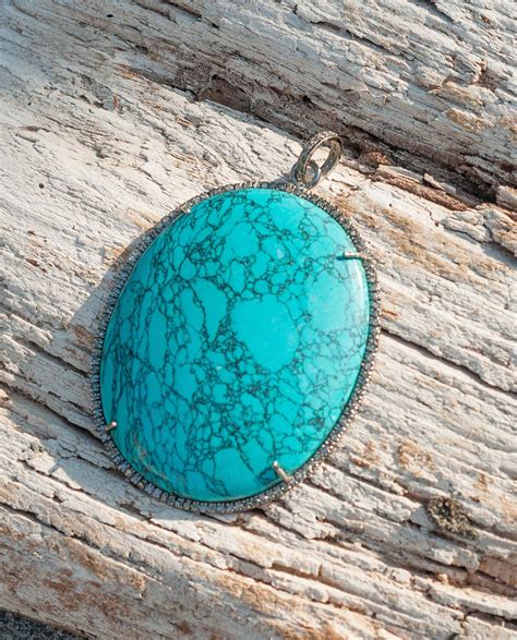 Large Turquoise Diamond Pendant