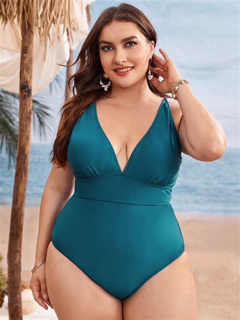 Plus Plunging One Piece Swimsuit | One piece, Plunging one piece