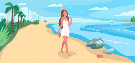 Walk on beach vector illustration 1815521 Vector Art at Vecteezy