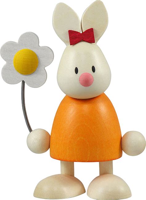 Bunny Emma with Flower (9 cm/3.5in) by Hobler Figuren