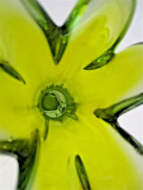 Mcm italian murano art glass acid yellow blue pulled rib sommerso vase