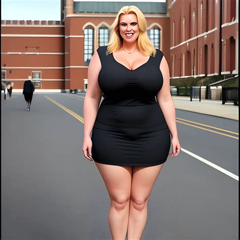 huge and very tall friendly blonde plus size girl with small head and