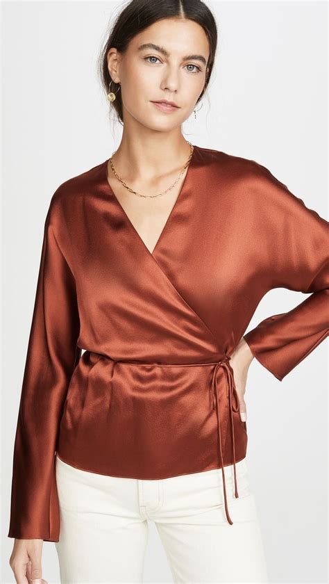 silk wrap top outfit silk wrap shirt silk wrap blouse wrap