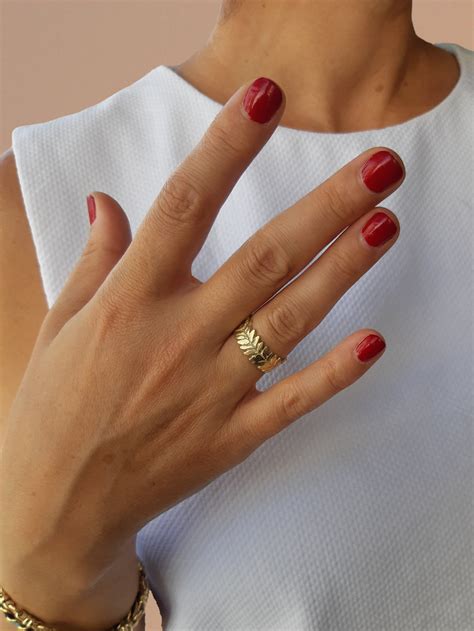 Solid Gold Leaf Ring, 14k Gold Leaf Ring, Wide Leaf Ring, Solid Gold