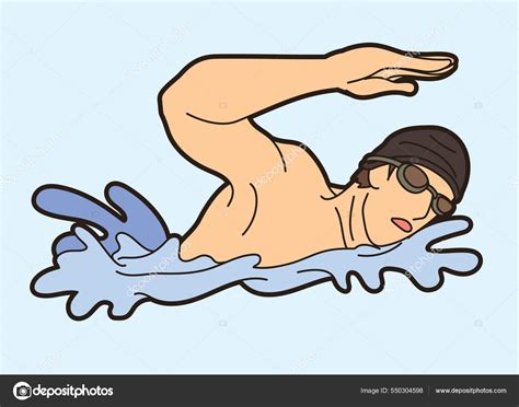 Natación Deporte Nadador Acción Dibujos Animados Vector Gráfico Vector