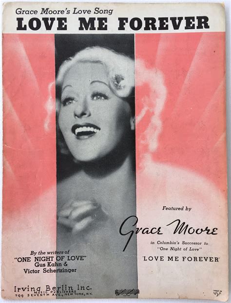 1935 "LOVE ME FOREVER" MOVIE SHEET MUSIC "LOVE ME FOREVER" GRACE MOORE