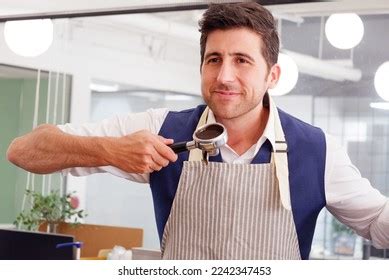 Coffee Shop Cafe Employees Smiling Holding Stock Photo 2242347453 ...