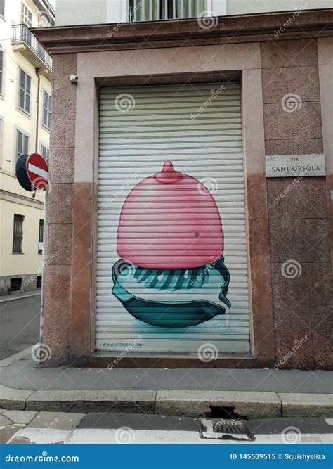 Street Art Graffiti in Milano Milan Italia Italy Cake Breasts Boobs