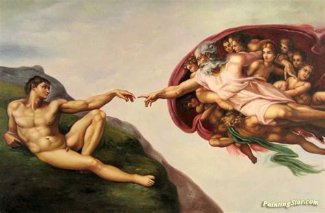 creation  adam artwork  michelangelo buonarroti oil painting