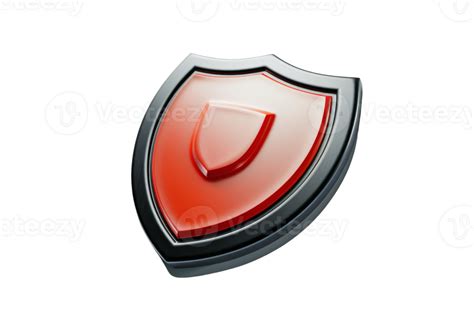 vibrant red shield icon   transparent background representing
