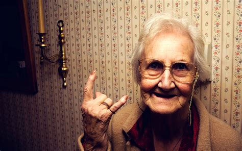 Download Granny Rock Hand Sign Wallpaper | Wallpapers.com
