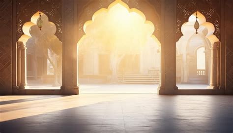 Premium AI Image | Beautiful arab arch with blur ramadan concept