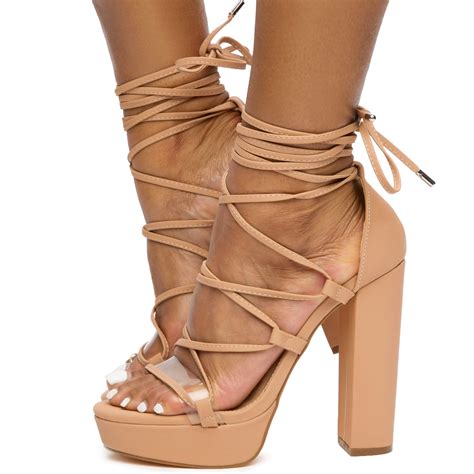 LILIANA Yuko-67 Platform Chunky High Heels YUKO-67-NUD - Shiekh