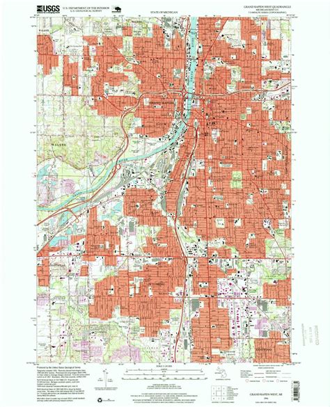 Classic USGS Grand Rapids West Michigan 7.5'x7.5' Topo Map – MyTopo Map