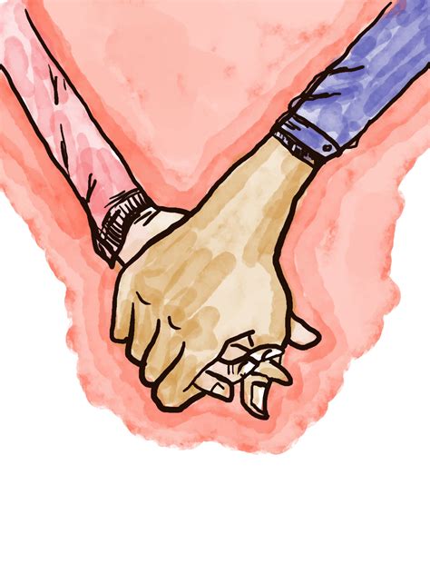 Holding hands couple. Cartoon watercolor style. doodles hand drawn ...