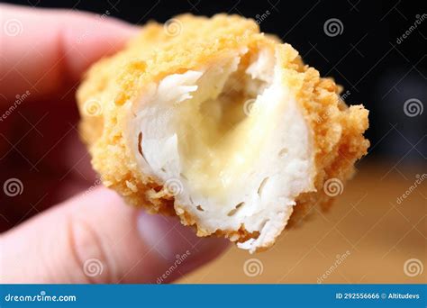 Half-eaten Nugget Revealing White Meat Inside Stock Photo - Image of ...