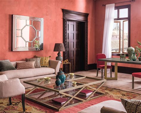 terracotta walls living room