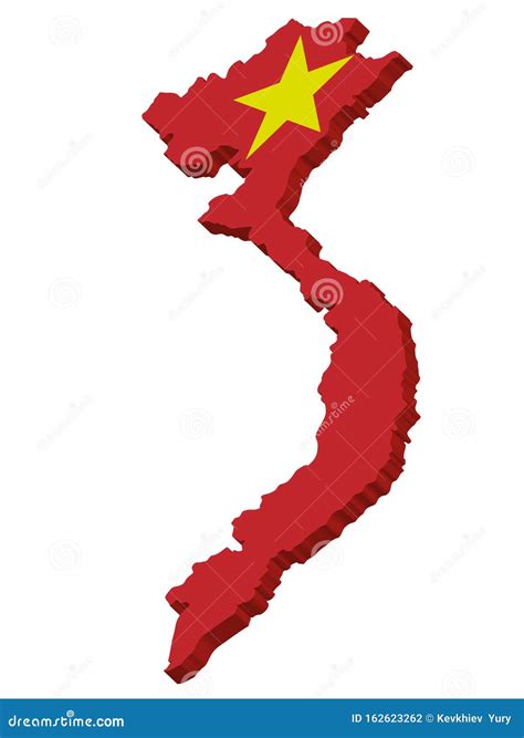 3D Flag Map of Vietnam Officially the Socialist Republic of Vietnam