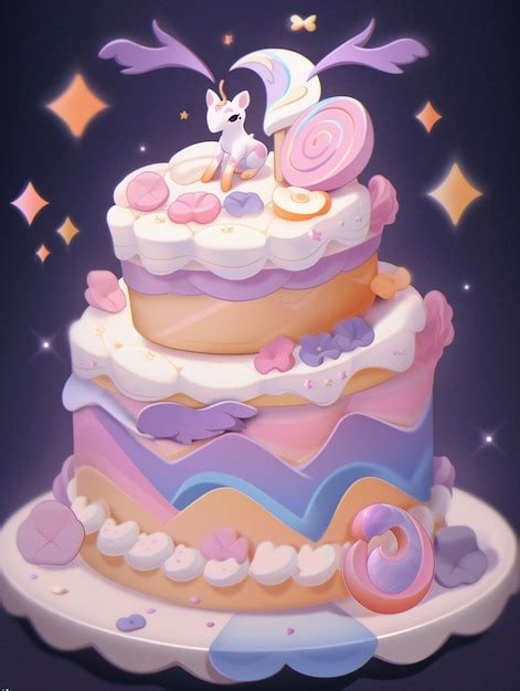Premium AI Image | There is a cake with a unicorn on top of it ...