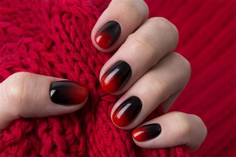 Black And Red Ombre Nails