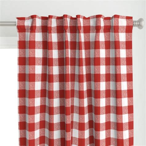 Red Gingham Curtain Panel Buffalo Check Picnic Red by Willowlanetextiles Check Plaid Picnic Red ...