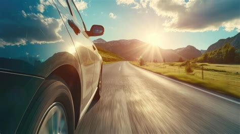 Premium Photo | Family road trip with a car driving on a long open road ...