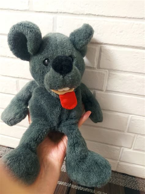 Vintage Gray Wolf Plush Toy/wolf Cuddly Toy With Open Mouth/stuffed