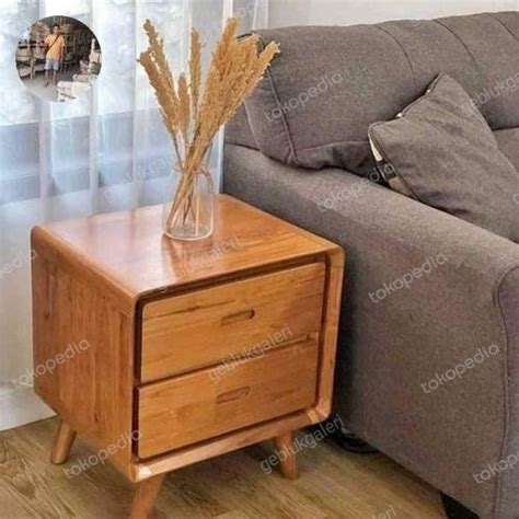 Jual nakas minimalis side table kayu jati solid paling di cari - non