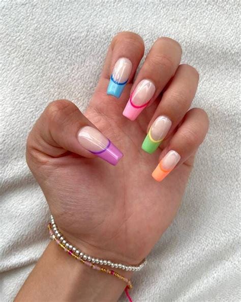 44 Colored French Tip Nails You'll Love | Fresh nails designs, French ...