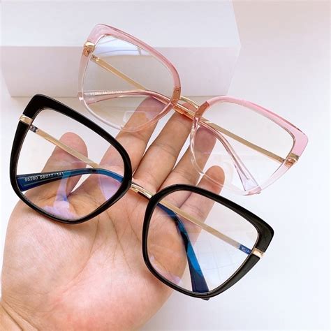 Armação De Oculos Grande Feminino - Armação de óculos para Grau Feminino Tamanho Grande Promoção Modelo ...