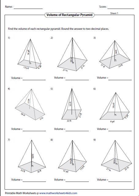 Volume Worksheets