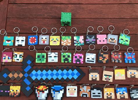 My son made these minecraft hama beads : beadsprites