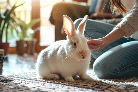 Rabbit Grooming Flemish Giant Rabbit Enjoying Gentle Ear Cleaning