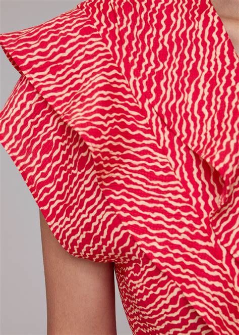 Red/Multi Wiggly Lines Adeline Dress | WHISTLES | Whistles UK