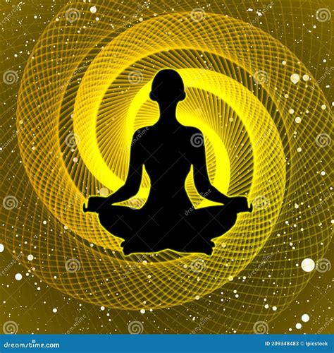 Human Silhouette In Yoga Pose With Spiral Royalty-Free Stock