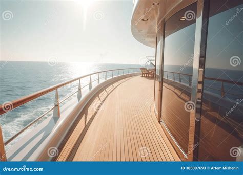 Luxury Cruise Ship Deck with View on the Sea and Sky. Stock Image ...