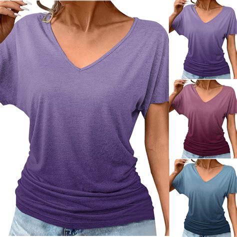 DDAPJ pyju Womens Dolman Tops Dressy Casual V Neck Short Sleeve Ruched