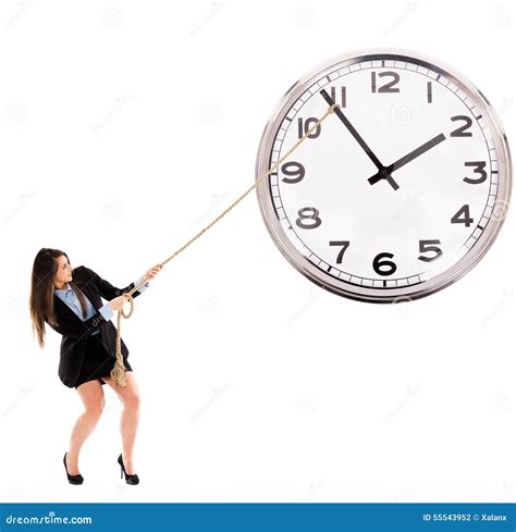 Geschäftsfrau, Die Zur Endzeit Versucht Stockfoto - Bild von geschäft